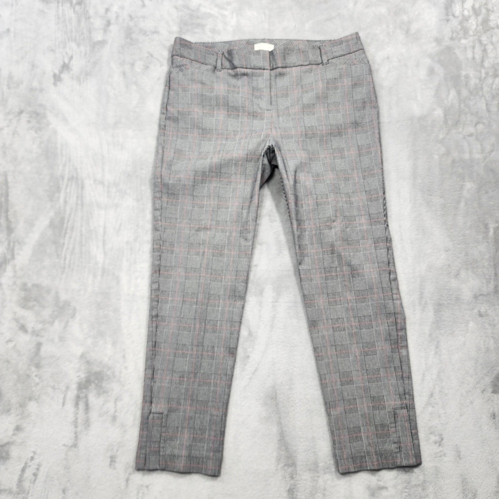 Van Heusen Pants Womens 10 Short Gray Plaid Slim Ankle Stretch Dress Work